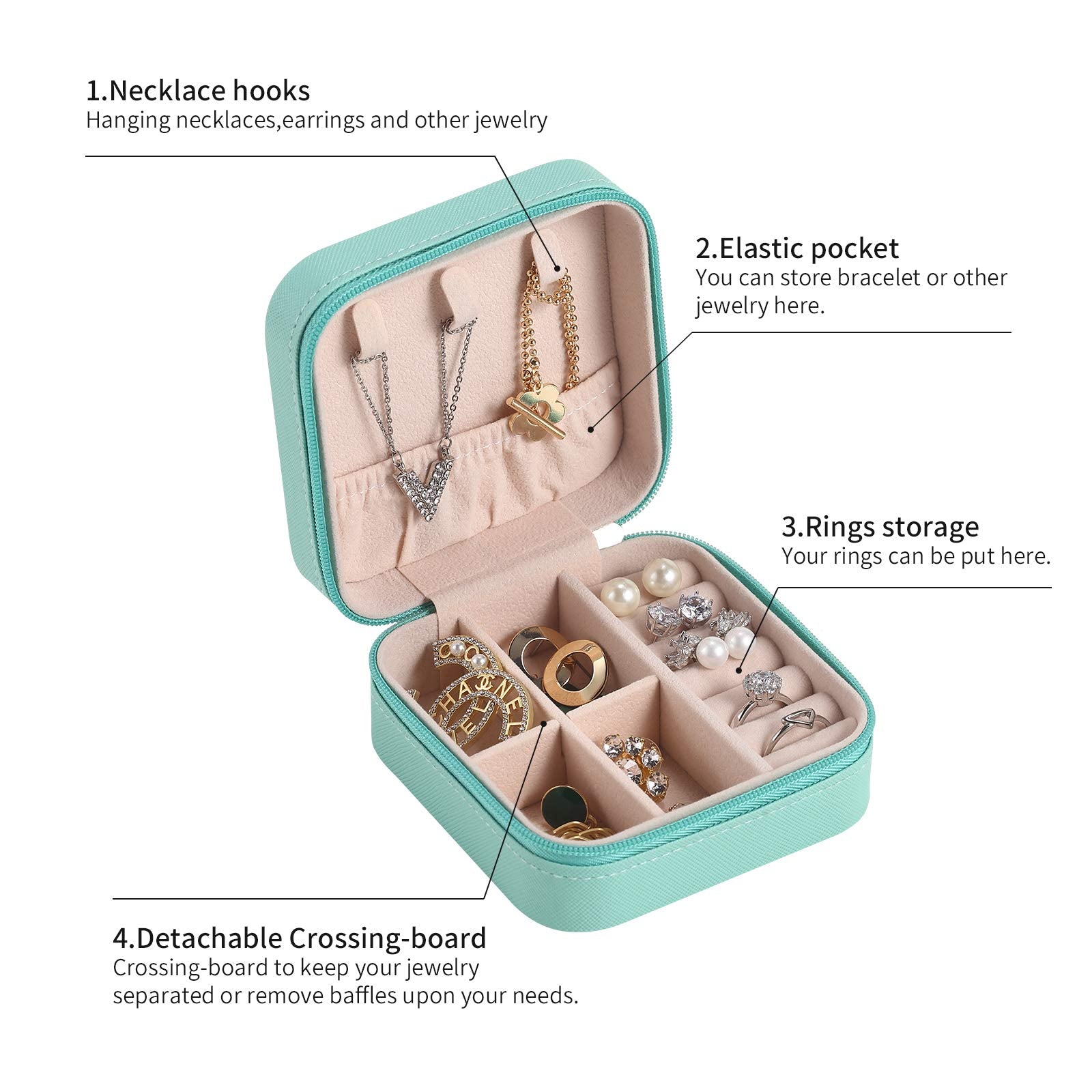 ZIBUYU PU Leather Earring Organizer Box for Earrings, Necklace, Ear Studs, Rings, for Girls & Women ZIBUYU PU Leather Earring Organizer Box for Earrings, Necklace, Ear Studs, Rings, for Girls & Women